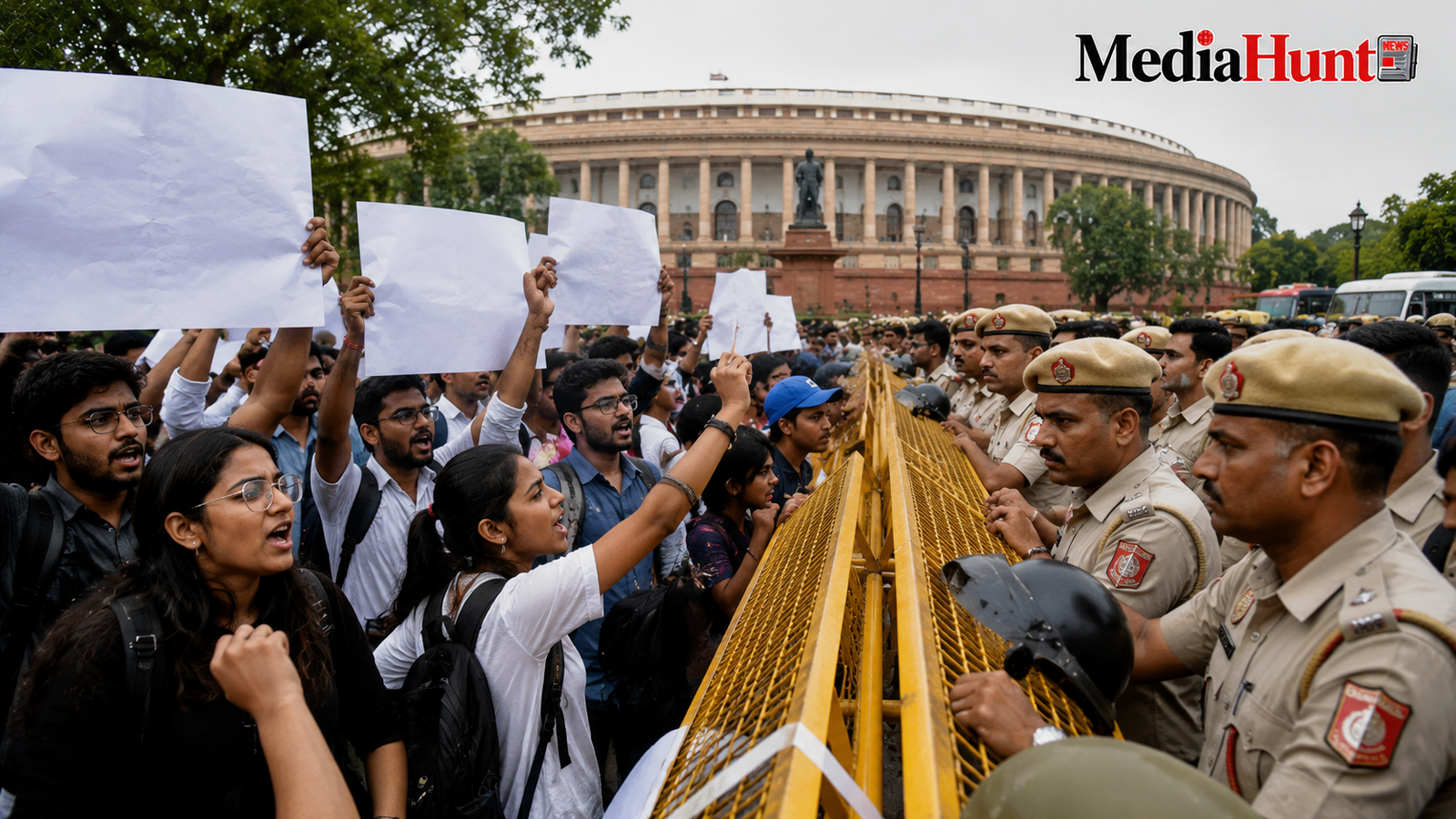 जंतर-मंतर से संसद की ओर बढ़ते प्रदर्शनकारियों को पुलिस ने रोका, शिक्षा मंत्री के इस्तीफे की मांग